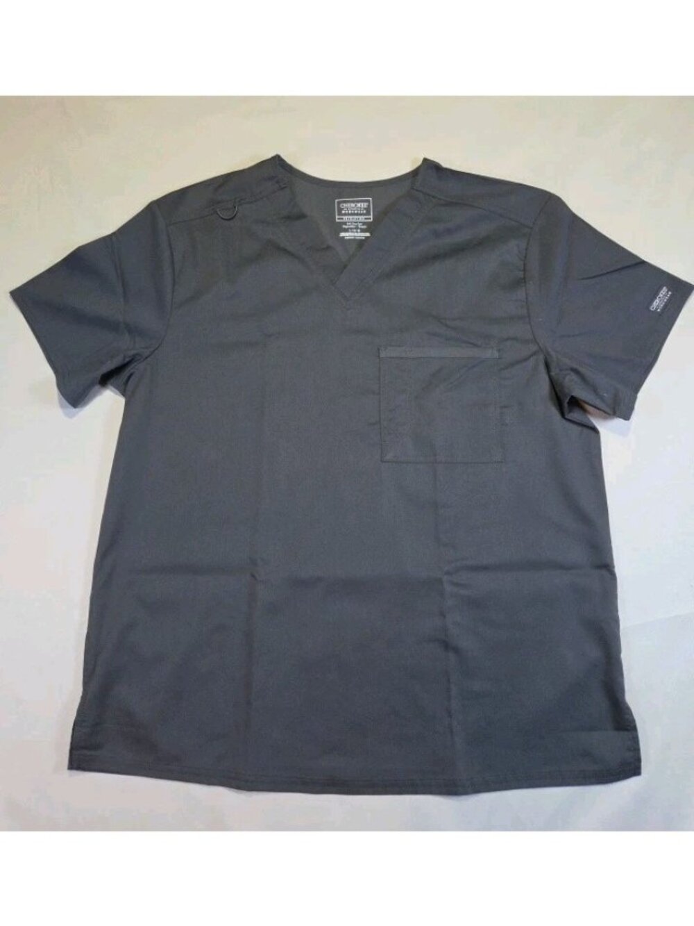 Cherokee Workwear Revolution Scrub Top Men's L Grey Pewter Soft Easy Care